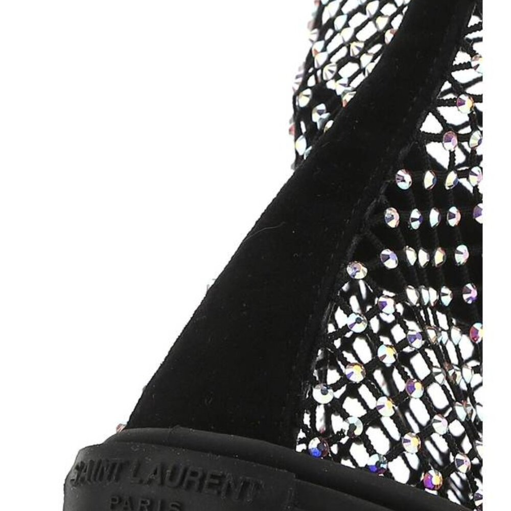 Saint Laurent Rhinestone High-Top Sneakers Black EU 38 New - Picture 2 of 8